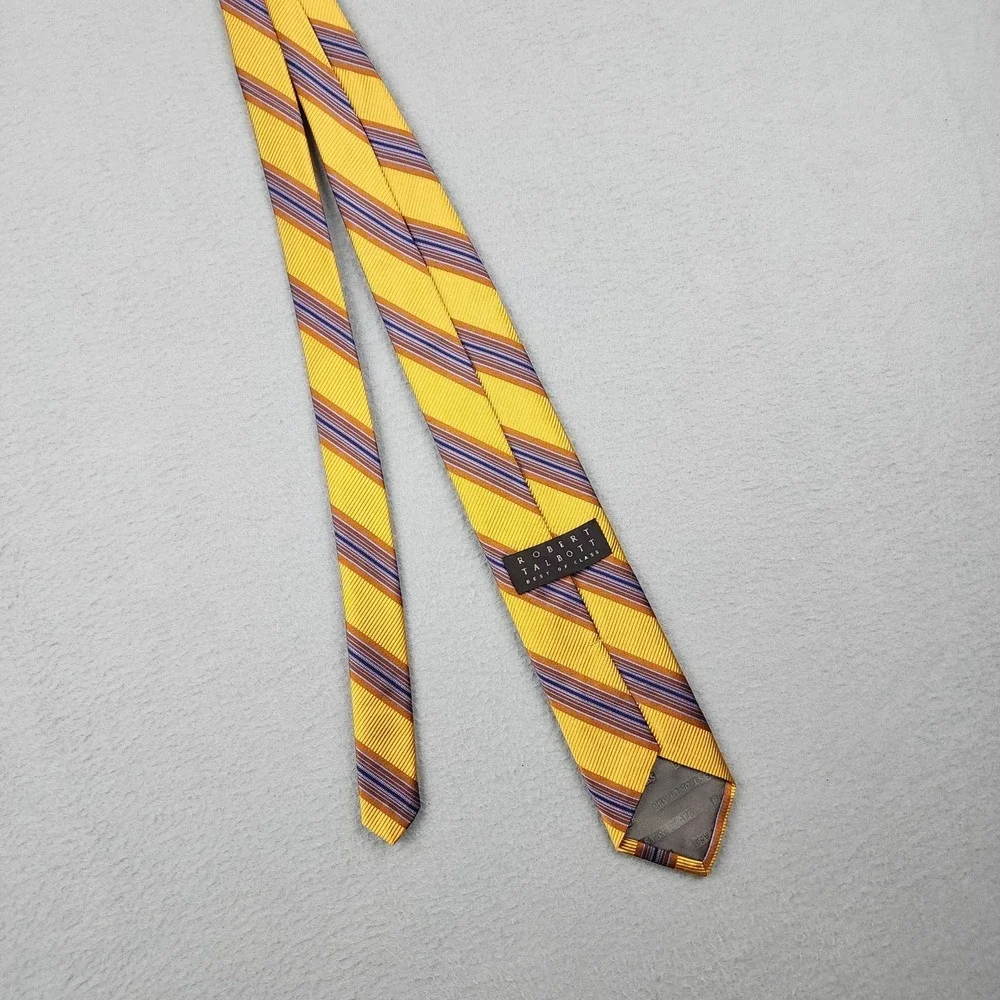 Robert Talbott Best Of Class Tie Mens One Size Yellow Striped Silk Woven USA